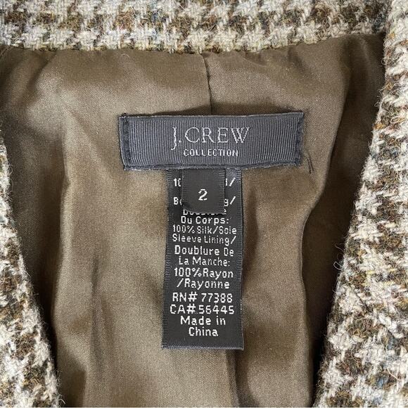 J. Crew Collection Irish Wool Houndstooth Moore Blazer Green Gray Tweed 2 - Picture 4 of 16